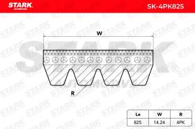 STARK RECAMBIOS SK4PK825 - STARK SK-4PK825 Correa trapecial poli V