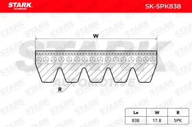 STARK RECAMBIOS SK5PK838 - STARK SK-5PK838 Correa trapecial poli V