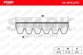 STARK RECAMBIOS SK6PK2270 - STARK SK-6PK2270 Correa trapecial poli V